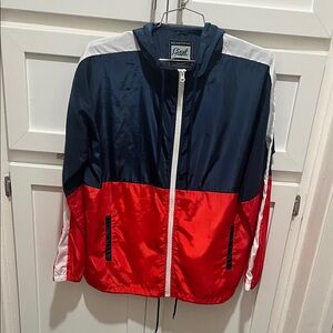 Navy and Red Hooded windbreaker